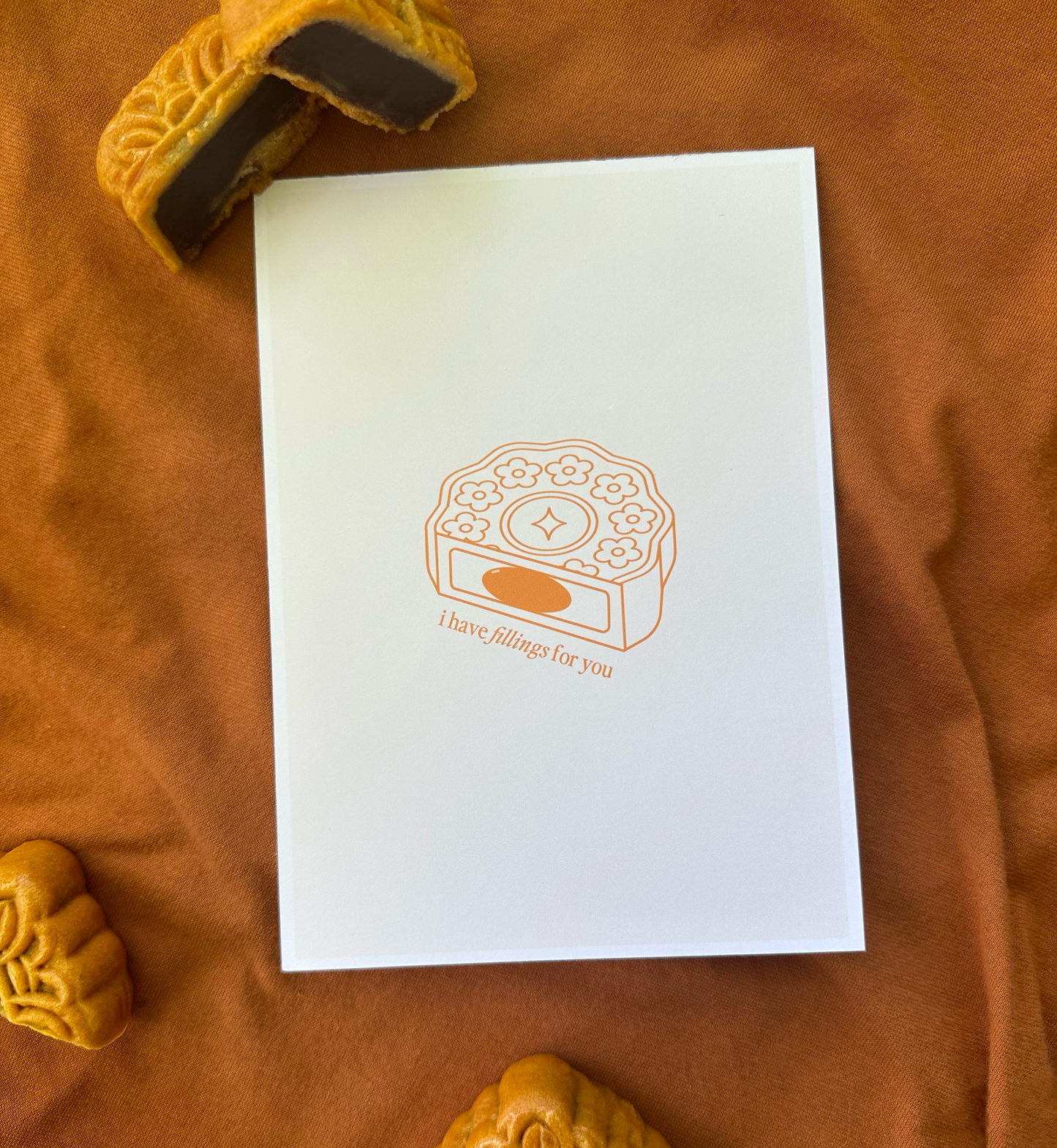 I have fillings for you postcard (mooncake)
