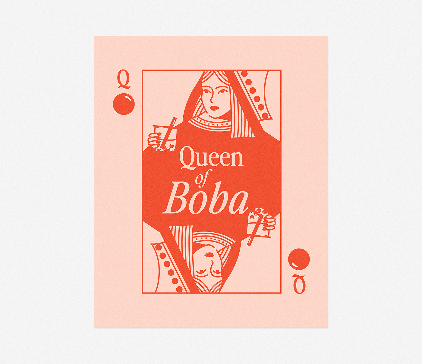 Queen of Boba Art Print (Red)