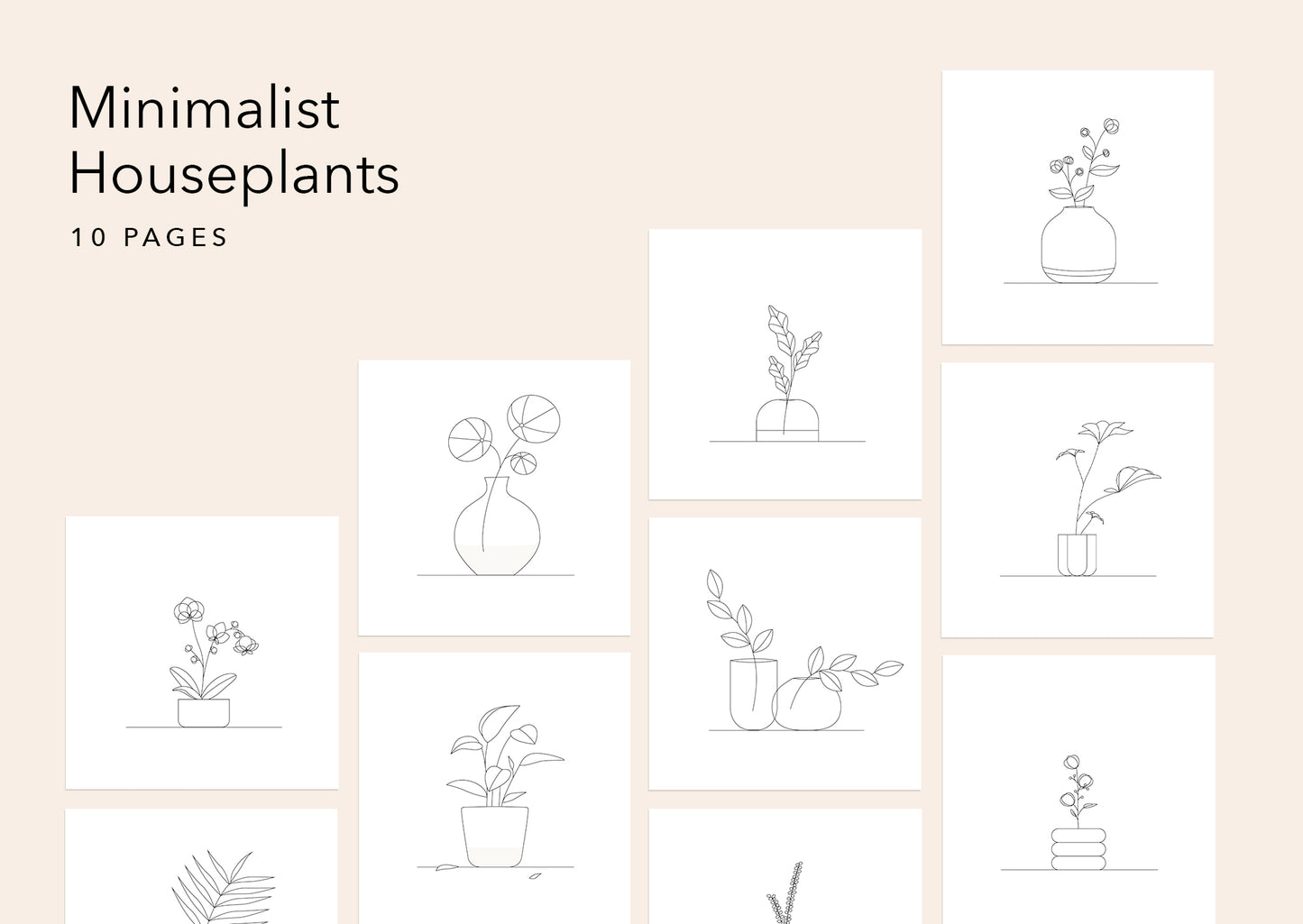Minimalist coloring sheets: Houseplants