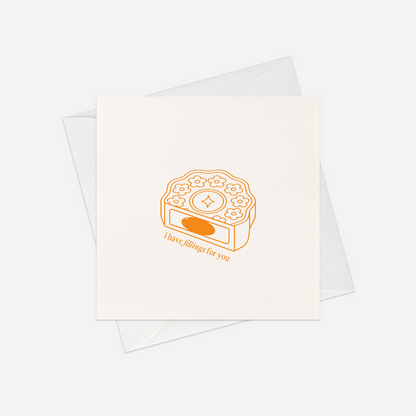 I have fillings for you postcard (mooncake)