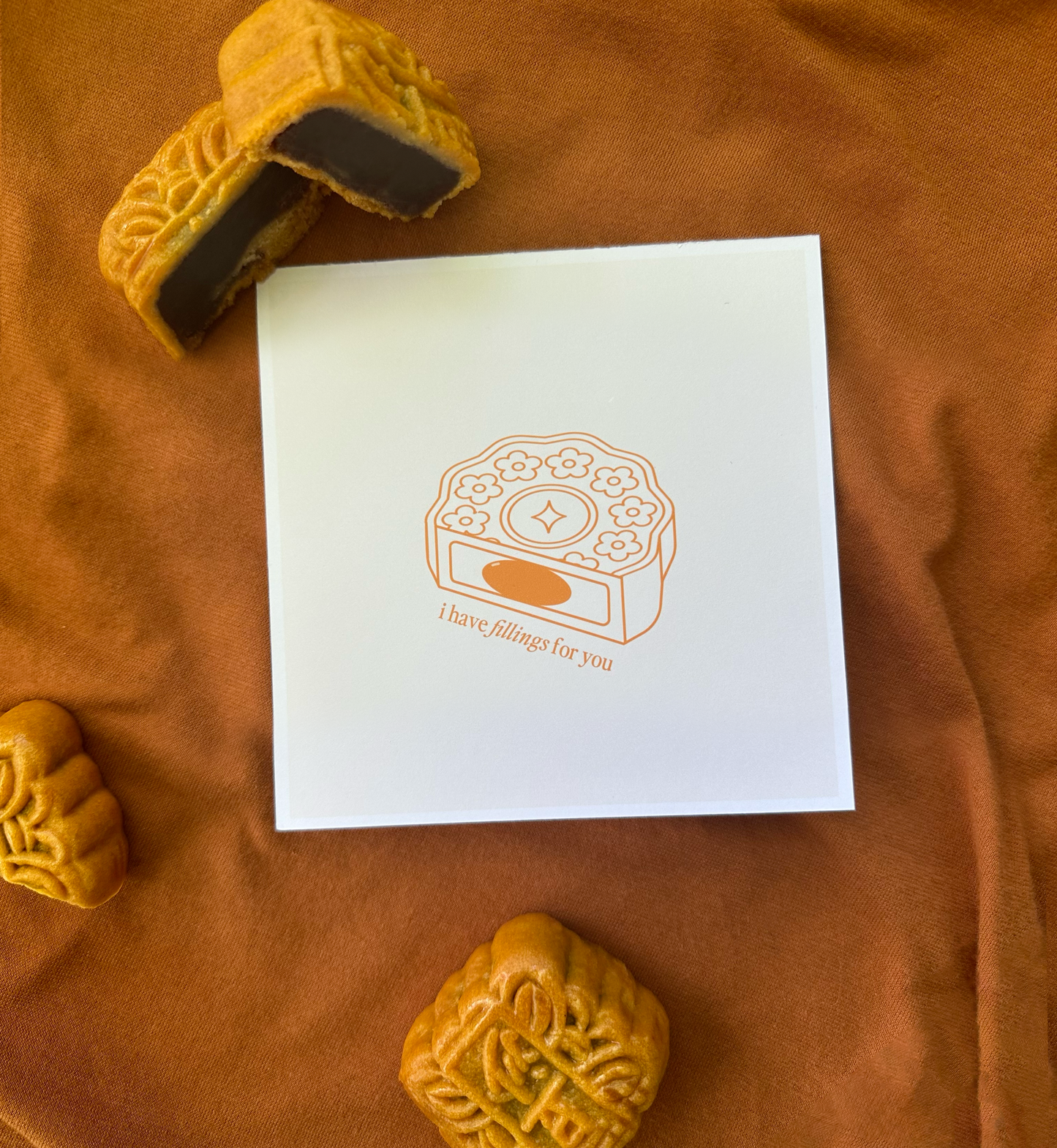 I have fillings for you postcard (mooncake)