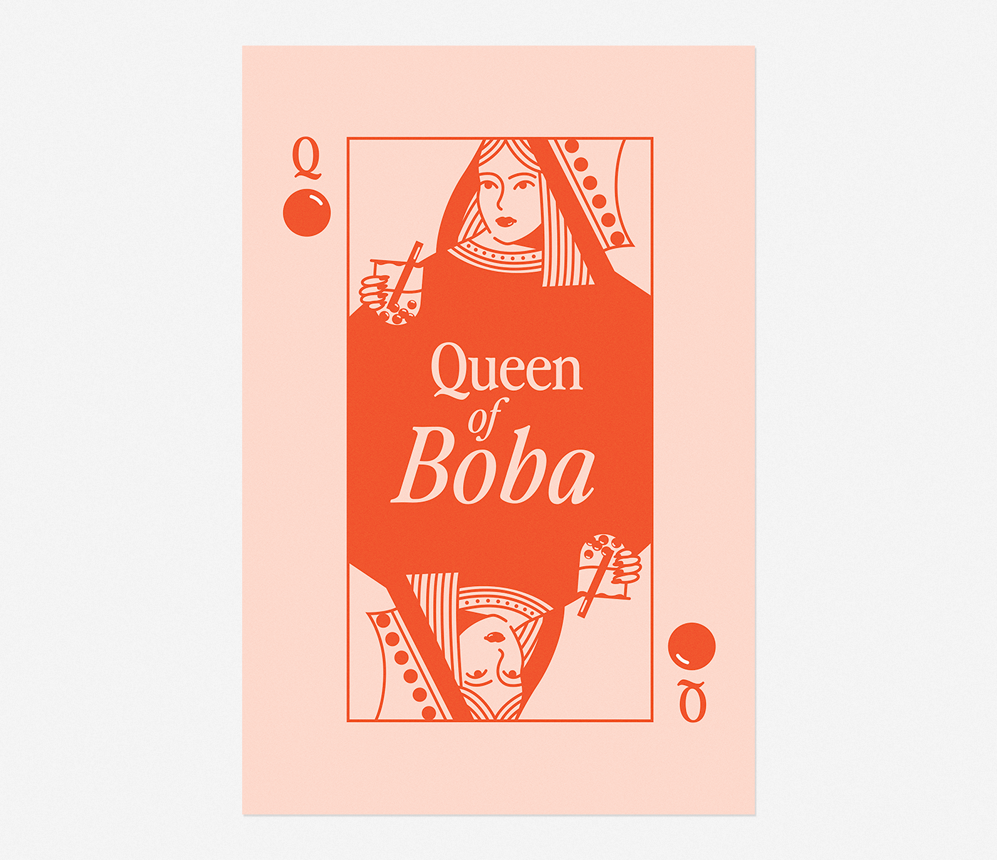 Queen of Boba Art Print (Red)